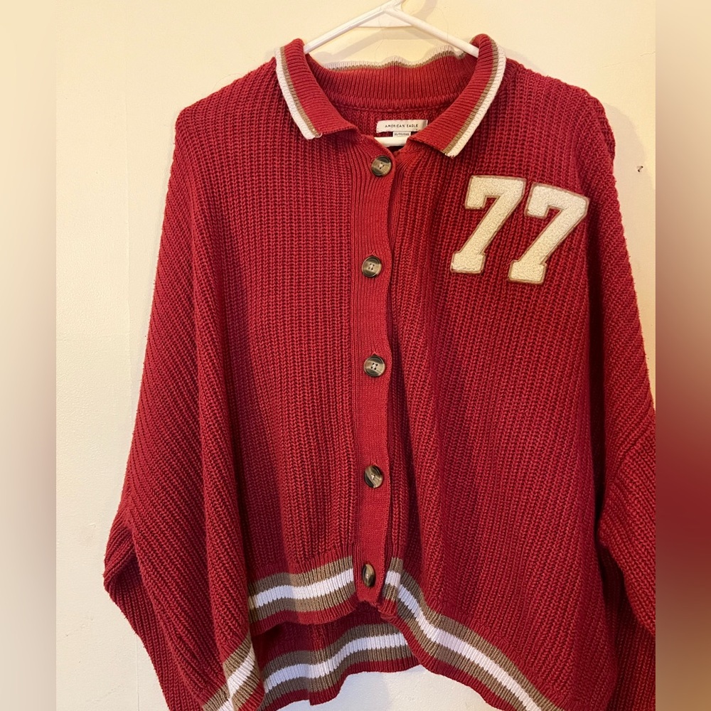 American Eagle Button-Up Varsity Sweater